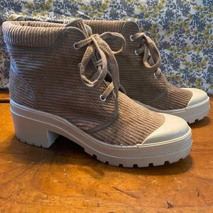 Tan Corduroy Utility Boots
